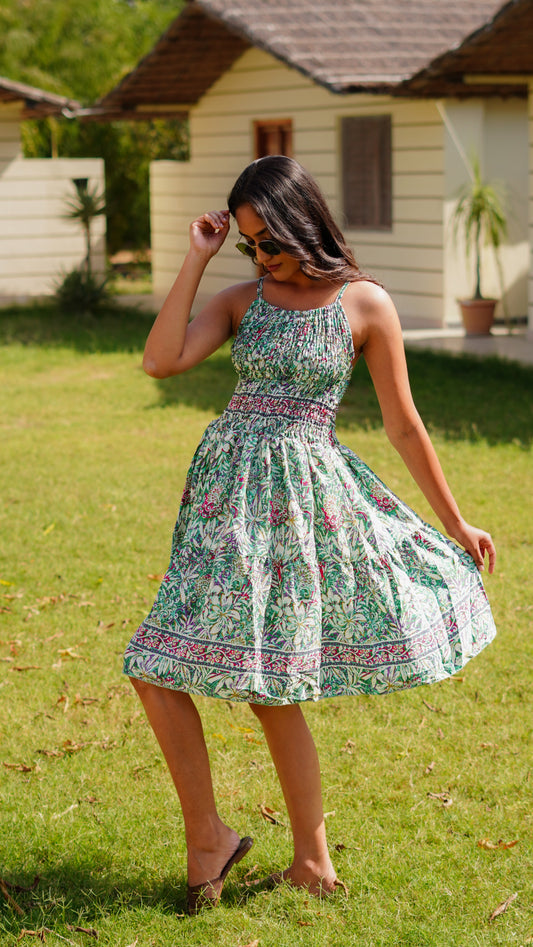 Short Frock - Floral Green